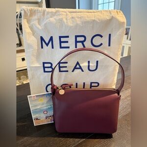 Clare V. Fleurine Leather Shoulder Bag in (Plumingo) Exclusive Color